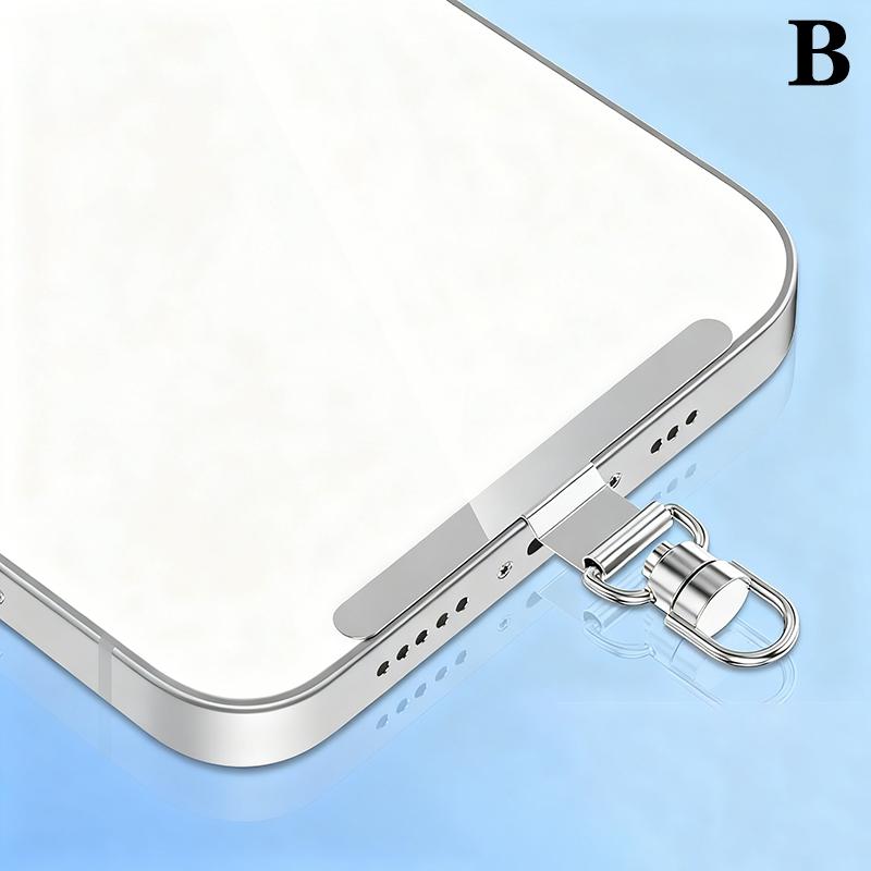 Stahl Handy Lanyard Dichtungspatch Anti-Verloren Anti-Fall Handyseil Karte Metallclip Riemen Hängeschnur Lasche Zubehör B silber