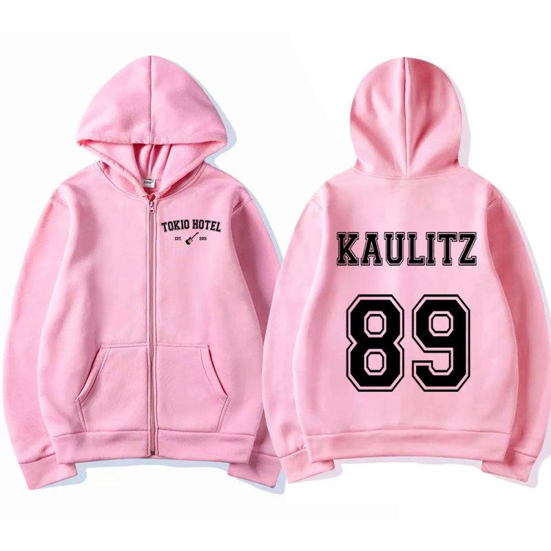 Rock Band Tokio Hotel Kaulitz Zipper Hoodies Herrenbekleidung Herbst Winter Zip Up Kapuzenpullover Lässige Vintage Hoodie Jacke M rosa