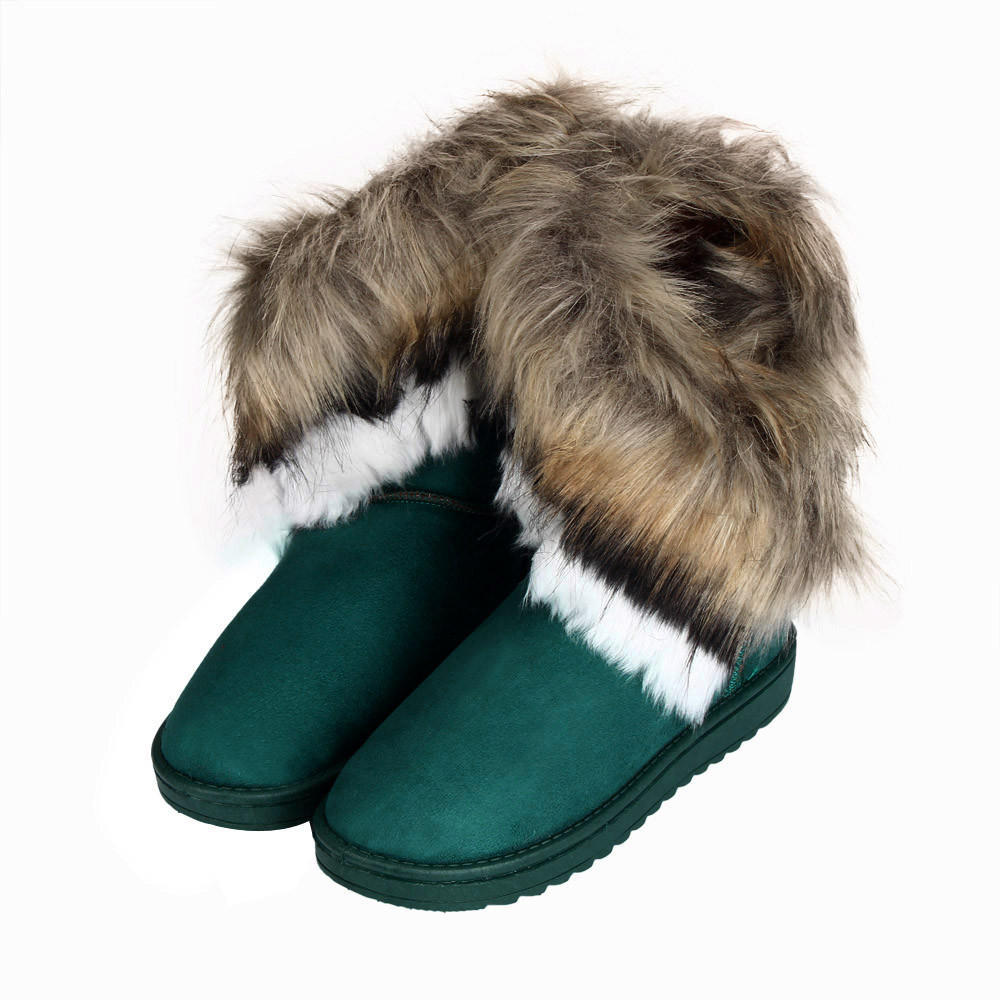 Damen-Schneestiefel, pelzgefüttert, warme Winterschuhe mit hohem Schaft 36 blau