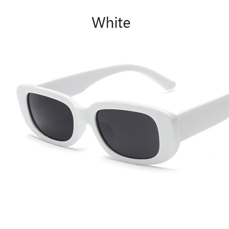 Mode Klassische Vintage Sonnenbrille Frauen Retro Rechteck Sonnenbrille Weibliche Kleine Rahmen Brillen weiß