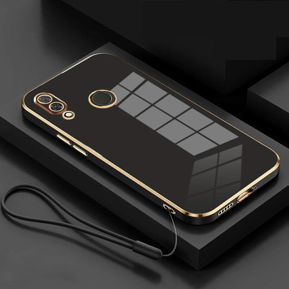 Für Huawei P20 lite Fall Huawei P20 lite Telefon Fall ANE-LX1 ANE-LX2 HWV32 Fall Luxus Quadratische Beschichtung Stoßfest Zurück Abdeckung For Huawei P20 lite&Case & Strap grau/schwarz