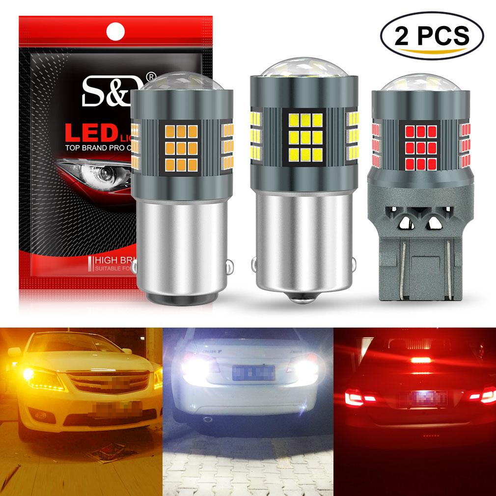 2X P21W LED 1156 BA15S BAU15S PY21W 1157 BAY15D P21/5W Led T20 7440 W21W WY21W 7443 W21/5W Lampen 57SMD Auto Blinker Brems Rücklichter Auto Lampe 7440 T20 W21W WY21W gelb