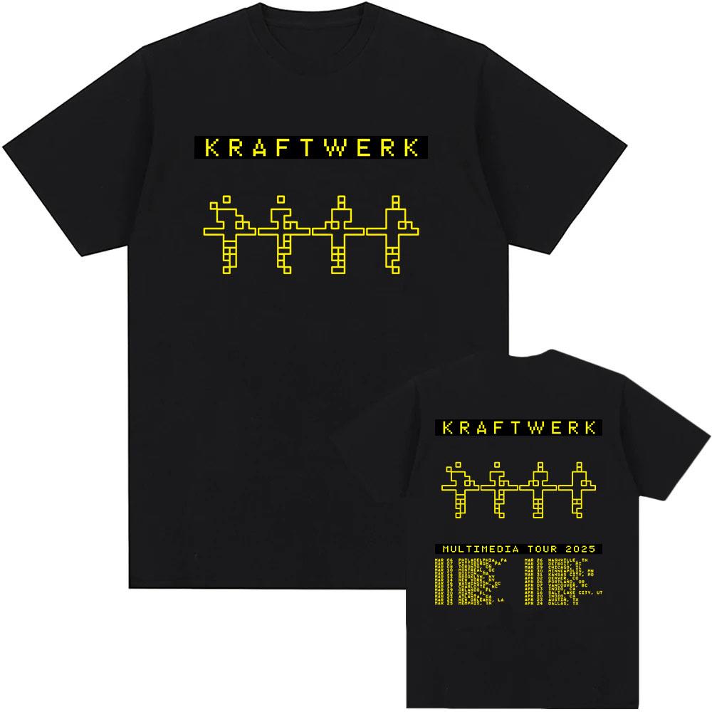 Elektronische Band KRAFTWERK T-Shirts Baumwolle Kurzarm Herren T-Shirt Sommer Rundhals Hip Hop Streetwear Unisex Männer/Frauen T-Shirts S schwarz