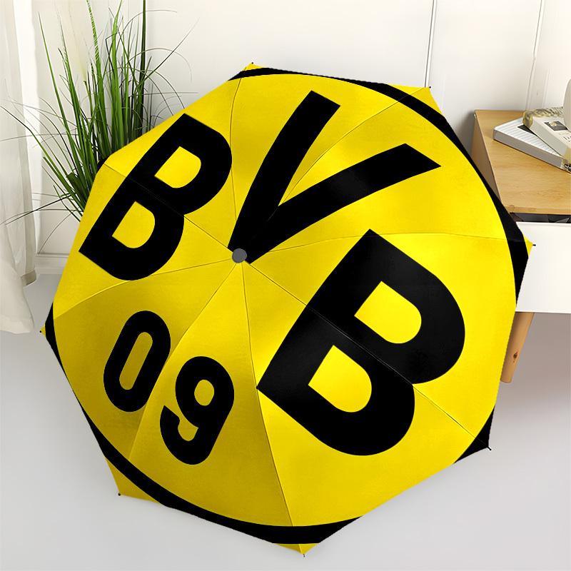 BVB, Logo Automatisches Öffnen und Schließen, 8 Rippen Struktur Tragbarer Regenschirm, Geeignet für Männer und Frauen zu jeder Jahreszeit Perfektes Geschenk für Holi