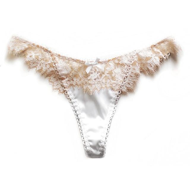 CINOON Sexy Wimpern Spitze Höschen Frauen Unterwäsche Low-taille Dessous Stickerei Atmungsaktive Unterhose Weibliche G String Dessous XL white