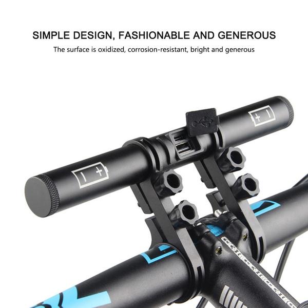 Fahrradlenkerverlängerung mit USB-Lade-Powerbank, Fahrrad-Aluminiumlegierung, Halterung, Klemme, Verlängerung, Stützhalter, Rack, Fahrradzubehör schwarz