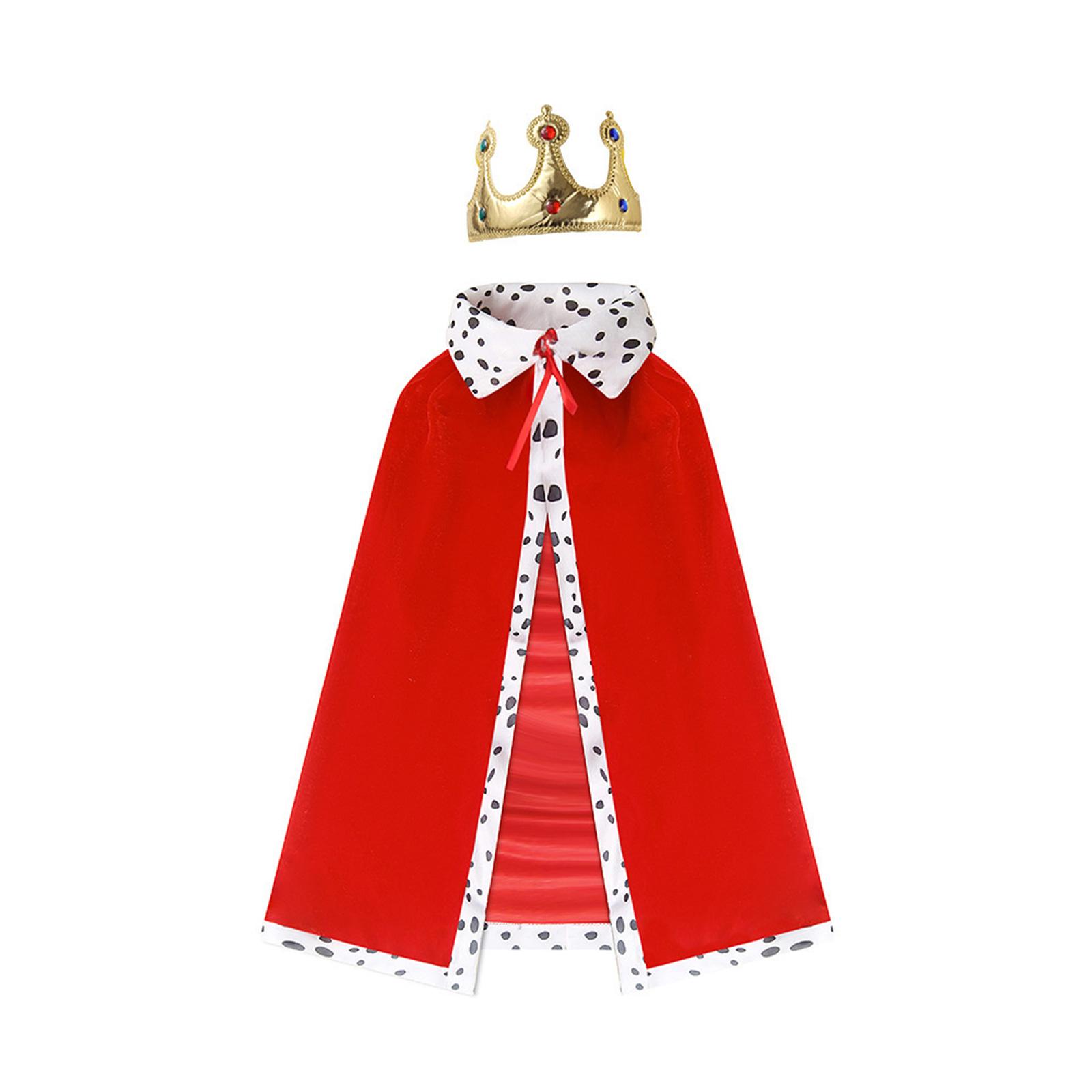 König Robe Kostüm Set König Umhang Krone Set König Umhänge Halloween Cosplay Kostüm für Kinder Teenager Erwachsene Cosplay, Rollenspiel child