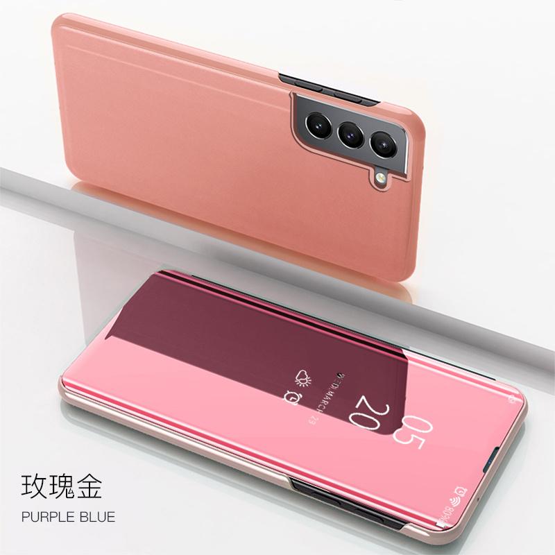 Für Samsung Galaxy S22 Ultra 5G Hülle Smart Mirror View Lederständer Flip Cover für Samsung S 22 Ultra S22+ Plus Magnetische Coque Samsung S22 Ultra rose gold