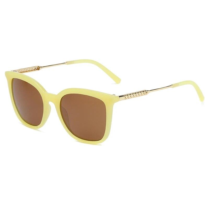 Klassische quadratische Sonnenbrille Damen Vintage Sonnenbrille Metallrahmen Retro Trend Fashion Shades Eyewear gelb