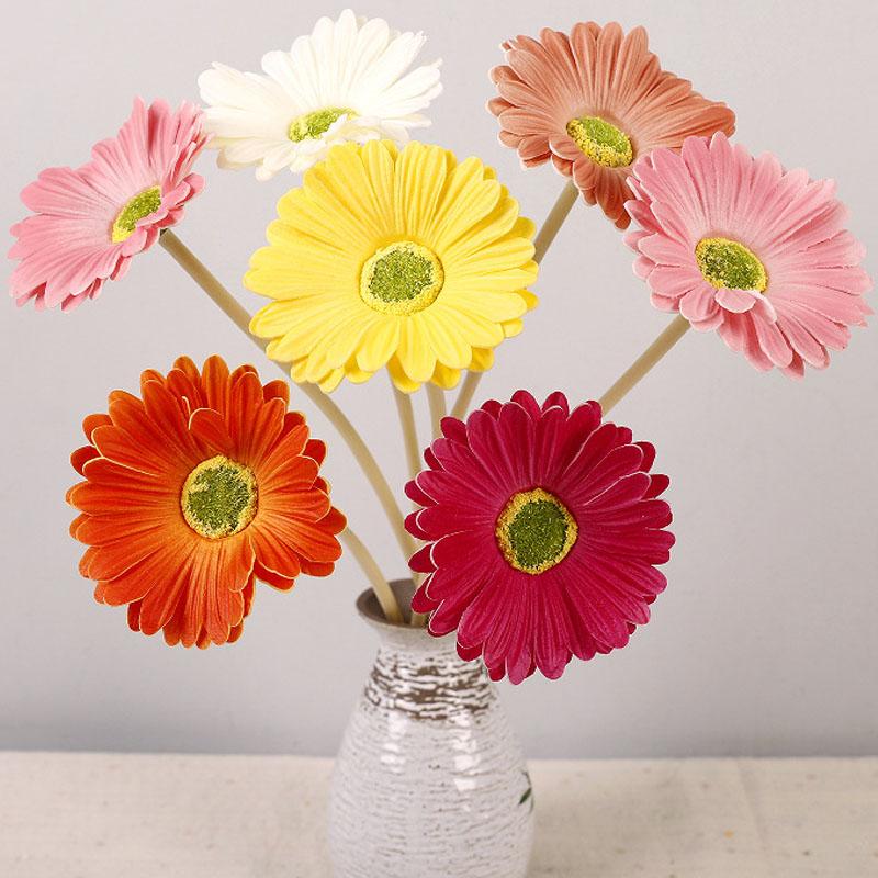 7 Stück Künstliche Blume Gerbera Falsche Gänseblümchen für Tisch Zuhause Hochzeit INS Stil Dekoration Künstliche Blumen Hochzeitsdekorationen 7PCS yellow