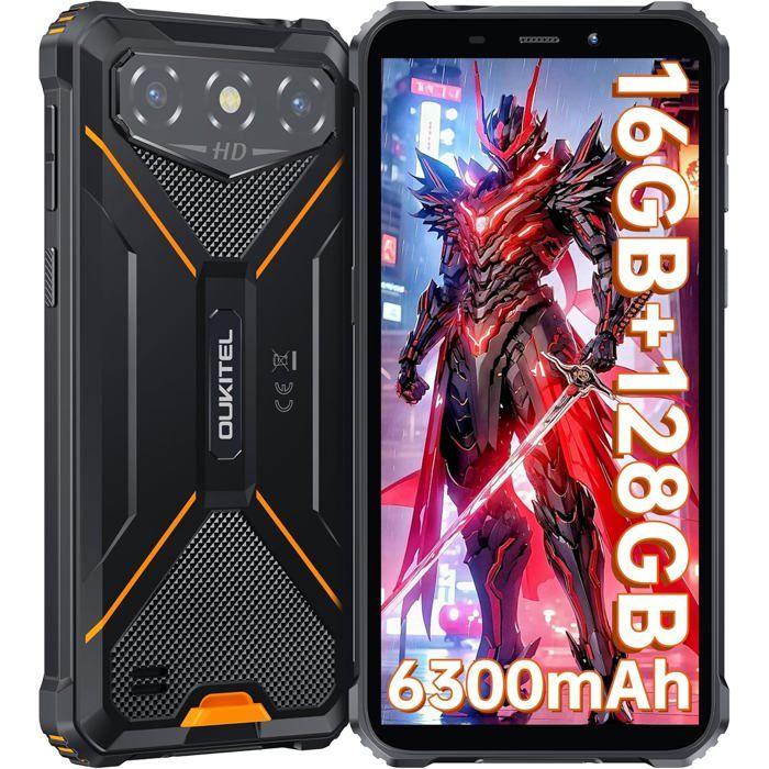 Unzerbrechliches Mobiltelefon OUKITEL G3 16GB+128GB 6  Bildschirm 6300mAh Robustes Smartphone Android 14 13MP Dual 4G SIM/GPS Orange