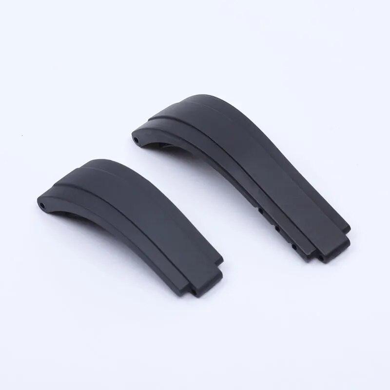 20 mm verstellbares Uhrenarmband für Rolex-Armband für DAYTONA SUBMARINER GMT Yacht-Master OYSTERFLEX Glidelock-Gummi-Uhrenarmband Logo & No Buckle-20mm schwarz