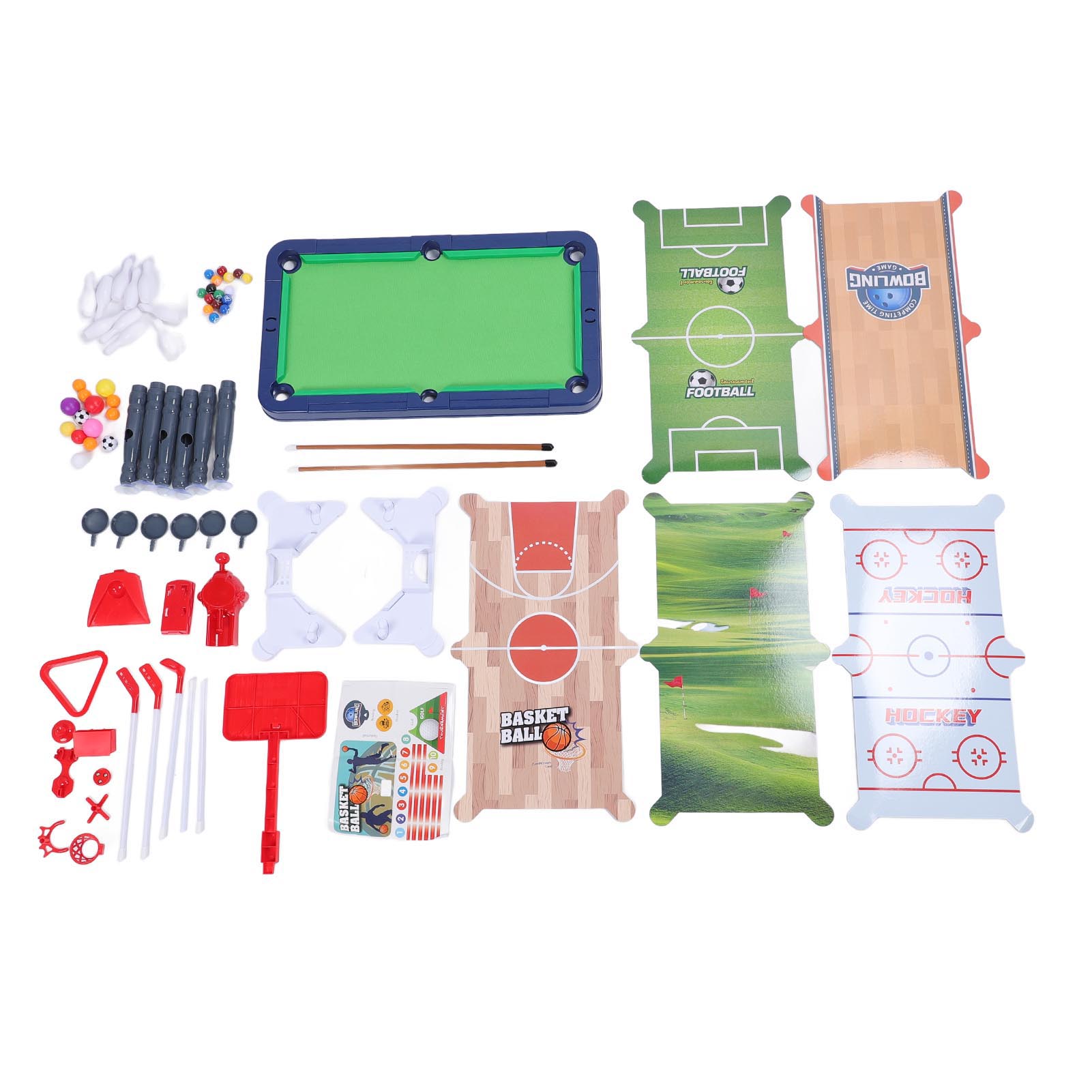 6 in 1 Multi-Spieltisch Basketball Tischfußball Tischtennis Billard Eishockey Kombi-Spielset mit