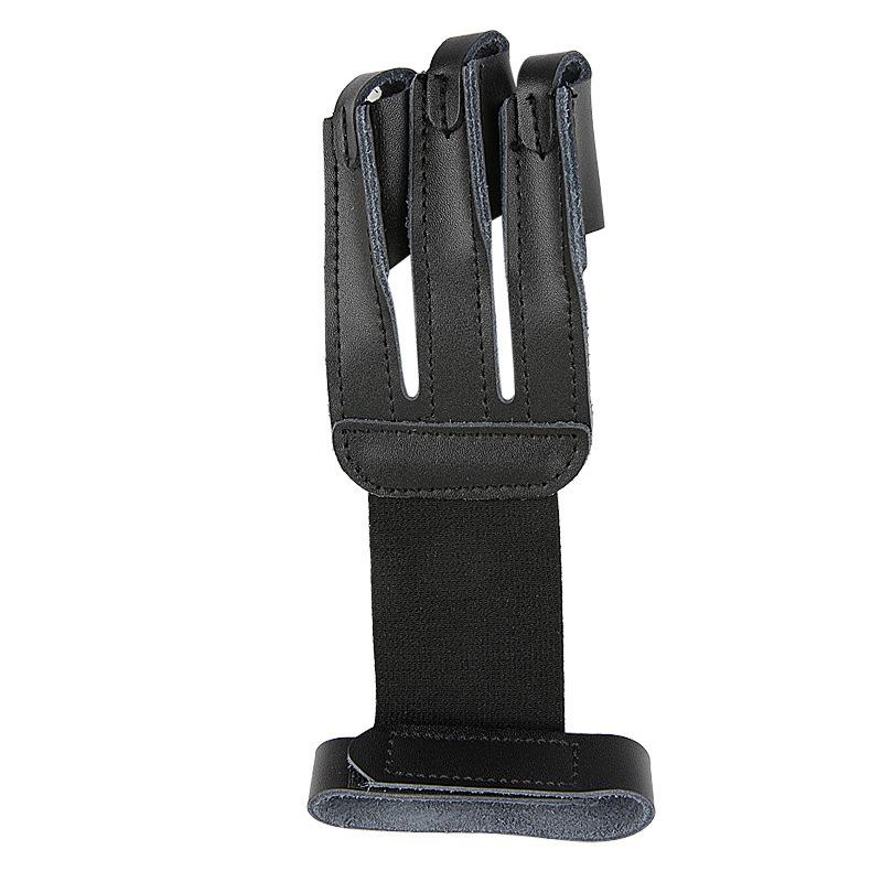 Verstellbare Einstellungen Bogenschießen Drei-Finger-Handschuhe Recurvebogen Schützende Handschuhe Rindsleder Handschuhe Ärmel Fingerspitzenschutz Perfekt zum Schießen One size fits all