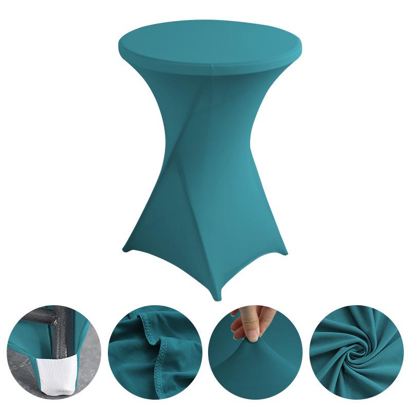 Höhe Stretch Runde Tischdecke Cocktailtischhülle Spandex Tischdecke Bar Hotel Party Hochzeit Elastische Tischdecke Deko 5PCS-60*110cm pfau blau