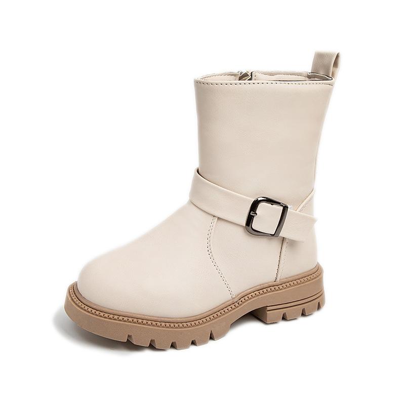 Kinder Martin Stiefel Herbst Neue Grenzüberschreitende Jungen Stiefel Casual Mädchen Mittlere und Große Kinder Mittellange Stiefel 34 weiß