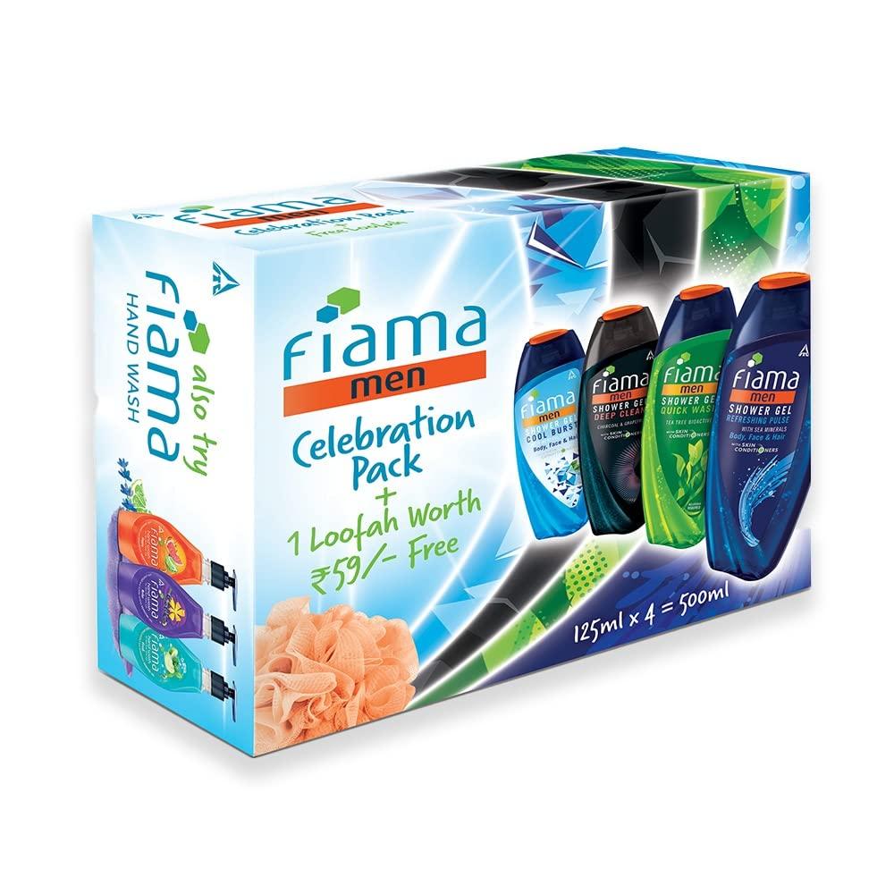 Fiama Men Duschgel Celebration Pack 4x125ml Duschgel-Kombination für feuchtigkeitsspendende Haut Geschenkset für Männer blue