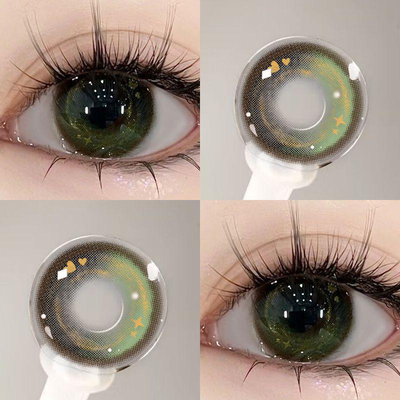 Mill Creek Halloween-Kontaktlinsen in Rot mit Qualität, 2 Stück, 14,5 mm, Halloween-Vampir-Anime-Naturkosmetik-Kontaktlinsen für Augen, Cosplay-Kontaktlinsen -1.00 grün