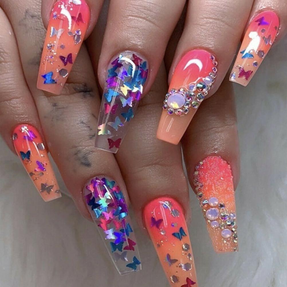 12 Farben Schmetterling Glitzer Nagel Pailletten Nail Art Flakes Buntes Konfetti Glitzer Aufkleber Abziehbilder