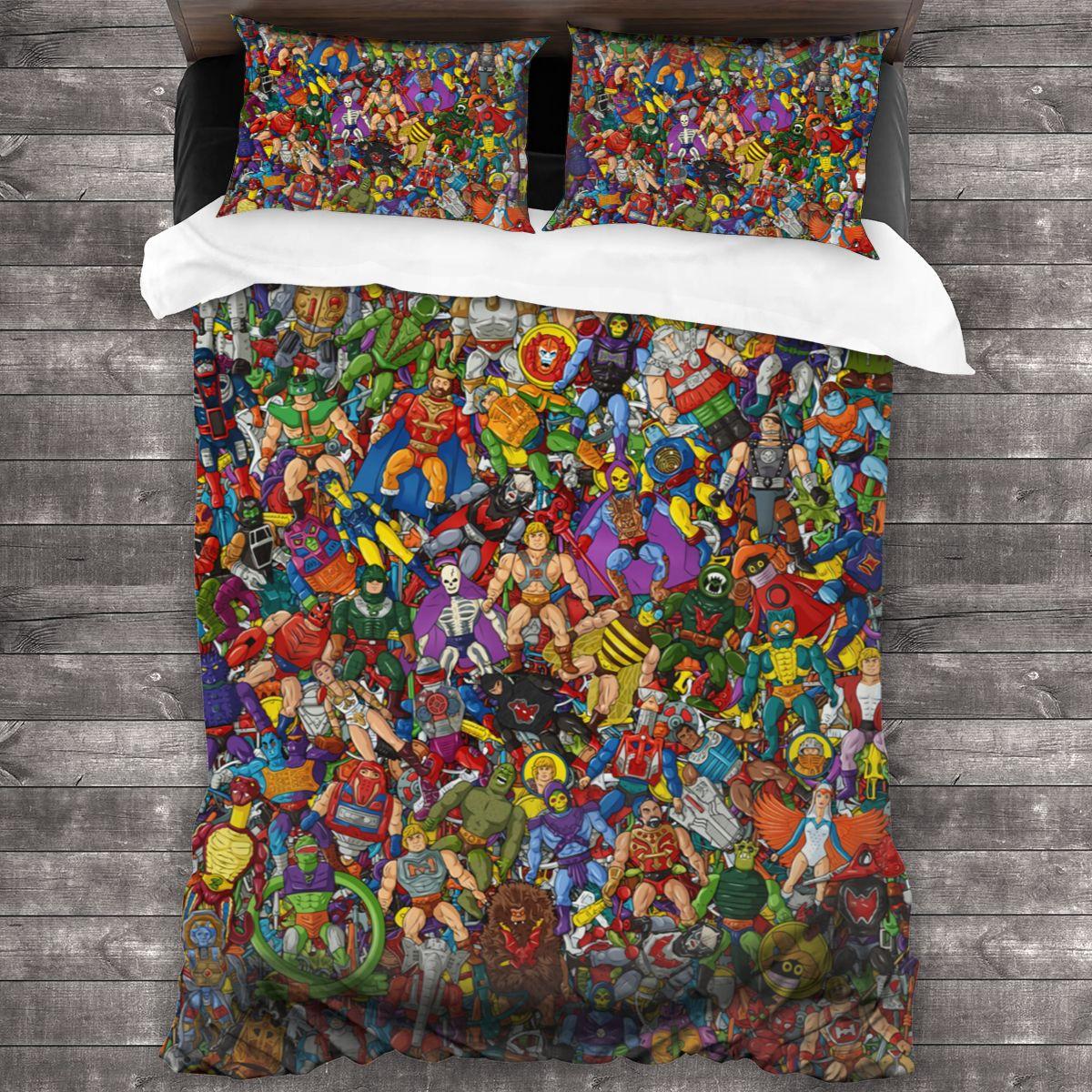 He Man und die Masters of the Universe Bettwäsche-Set für Einzelbetten, 3-teilig, Bettdecken-Set, Colcha Casal, Bettlaken AU Single(140x210cm)