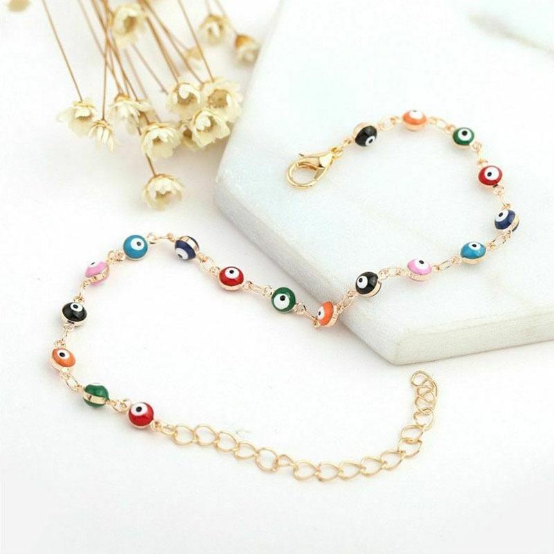 Böhmische bunte Fußkettchen für Frauen Fuß Knöchel Armband Sommer Strand Fuß Bein Schmuck ZH gold