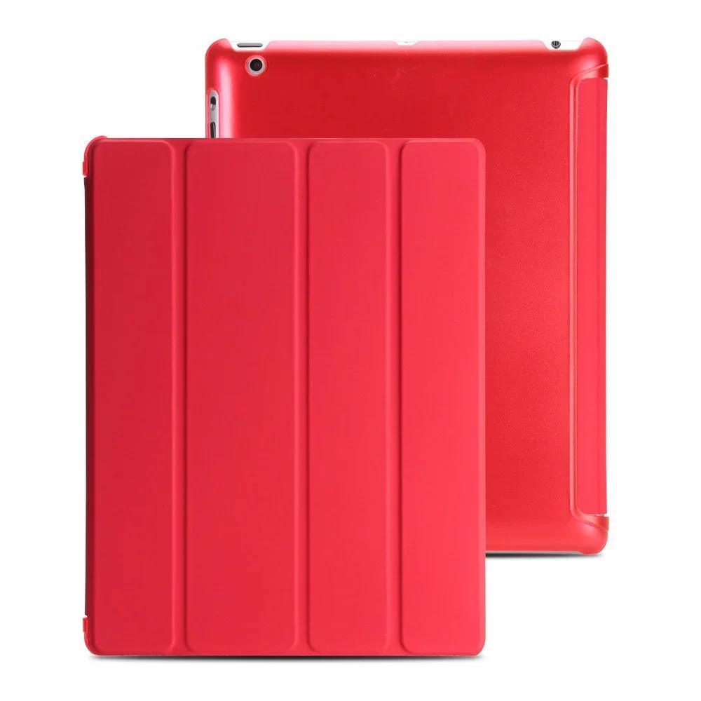 Für iPad 2 3 4 Hülle Leder Flip Cover für iPad 2 Hülle A1396 Smart Stand Halter Funda für iPad 4 Hülle A1458 A1460 rot