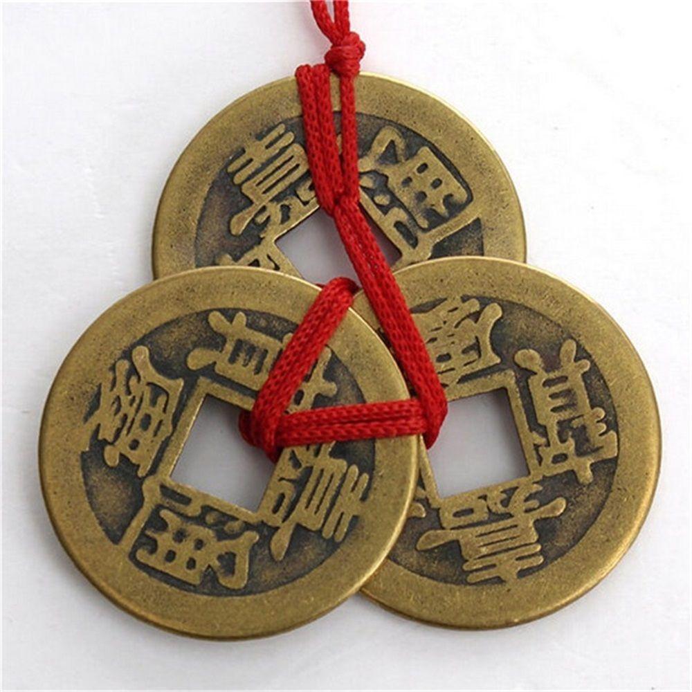 3-teiliges Set Auspicious Amulet Collection Chinesische Feng Shui-Münzen für Reichtum und Glück, Geldmünze aus Messing