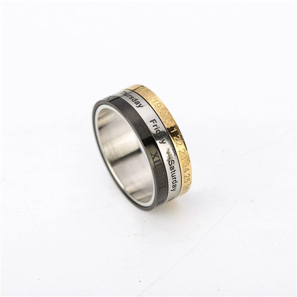 Coole Punk Spinner Titan Stahl Datum Zeit Kalender Joint Ring Mode Schmuck Finger Ring Männer Ring 8