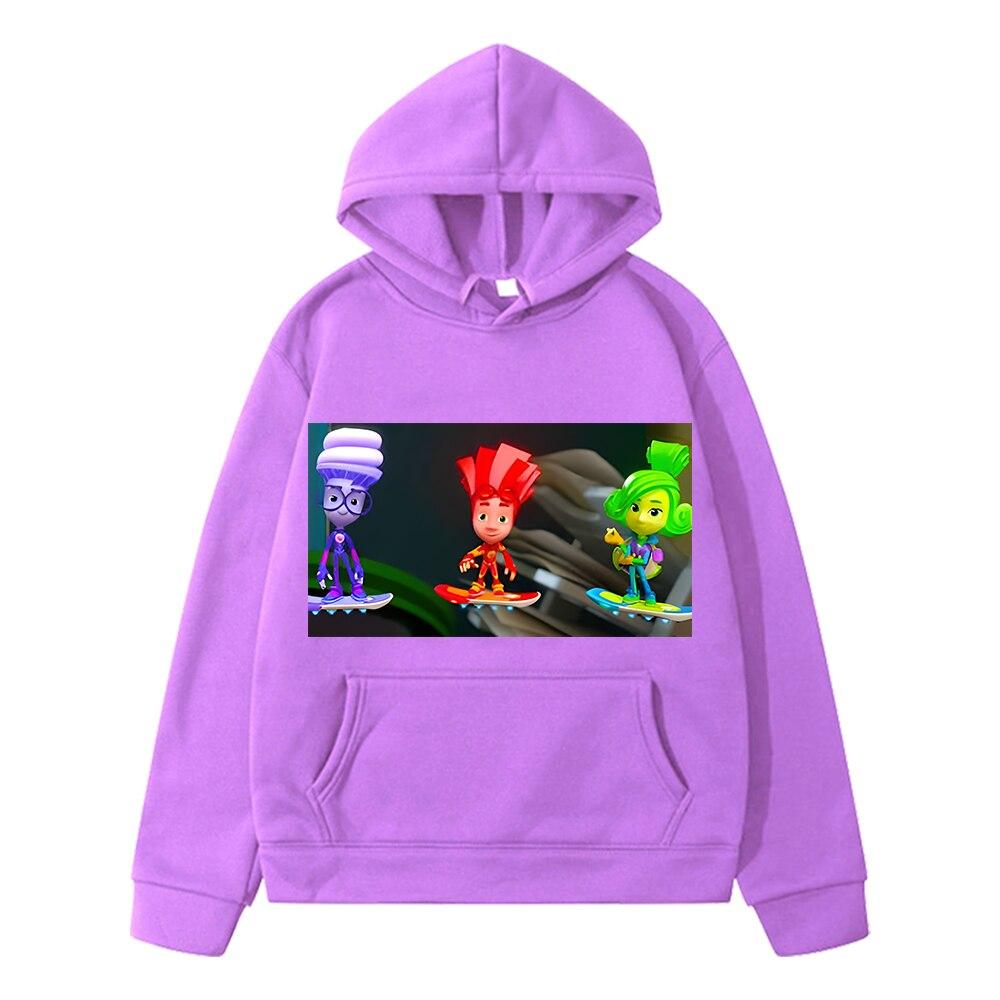The Fixies Anime Hoodie Sweatshirt Fleece Pullover Kinderkleidung Mädchen Y2k Sudadera Jacke Herbst Casual Hoodies für Jungen und Mädchen 130 violett