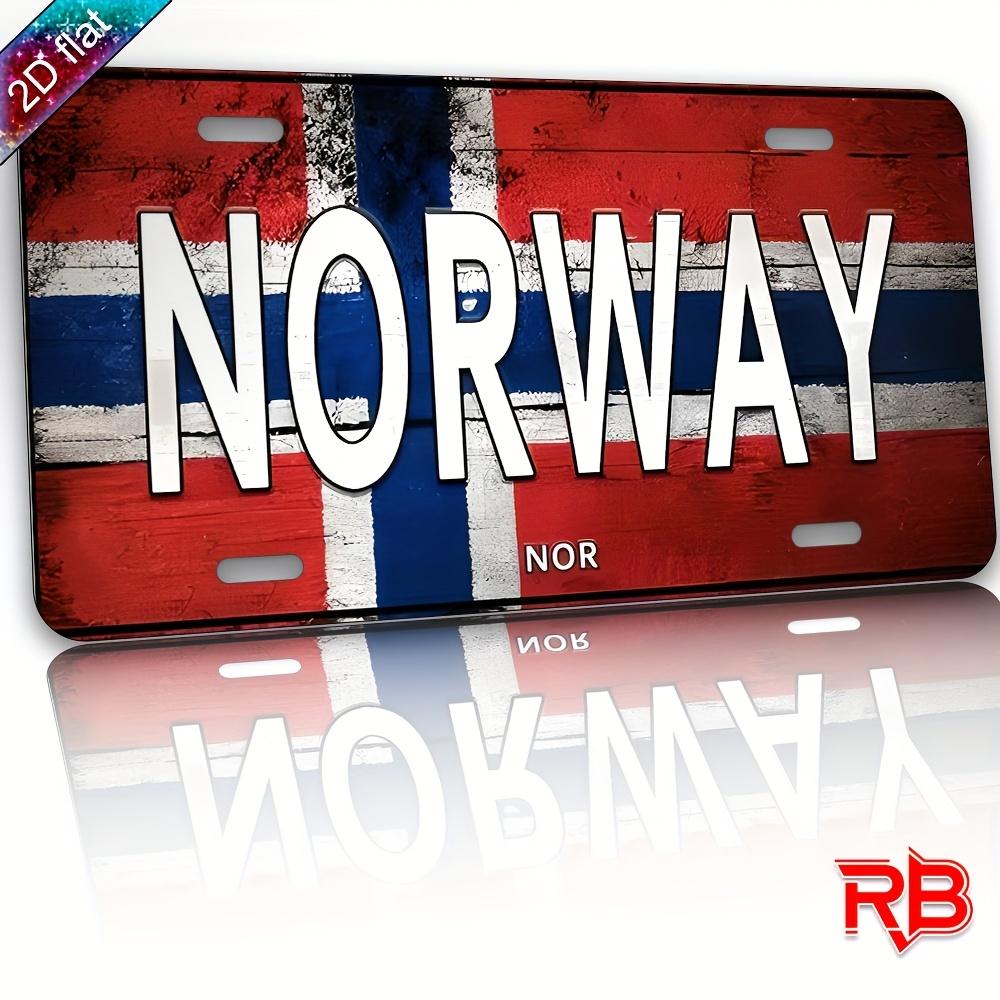 Norwegische Nationalflagge Vintage Kennzeichen Stil Aluminium Metallschild Retro Skandinavien Reise Souvenir Wandkunst Dekoration für Zuhause 15x30cm(5.9x7.8inch)