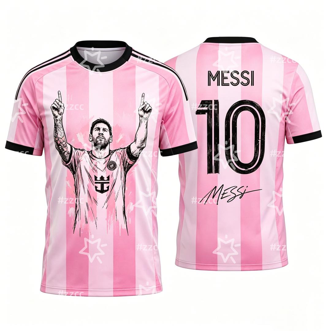 2026 Messi Nr. 10 Fußballtrikot Fan Gedenkgeschenk Sommer Sport T-Shirt Kinderkleidung Tee Radtrikot S pink