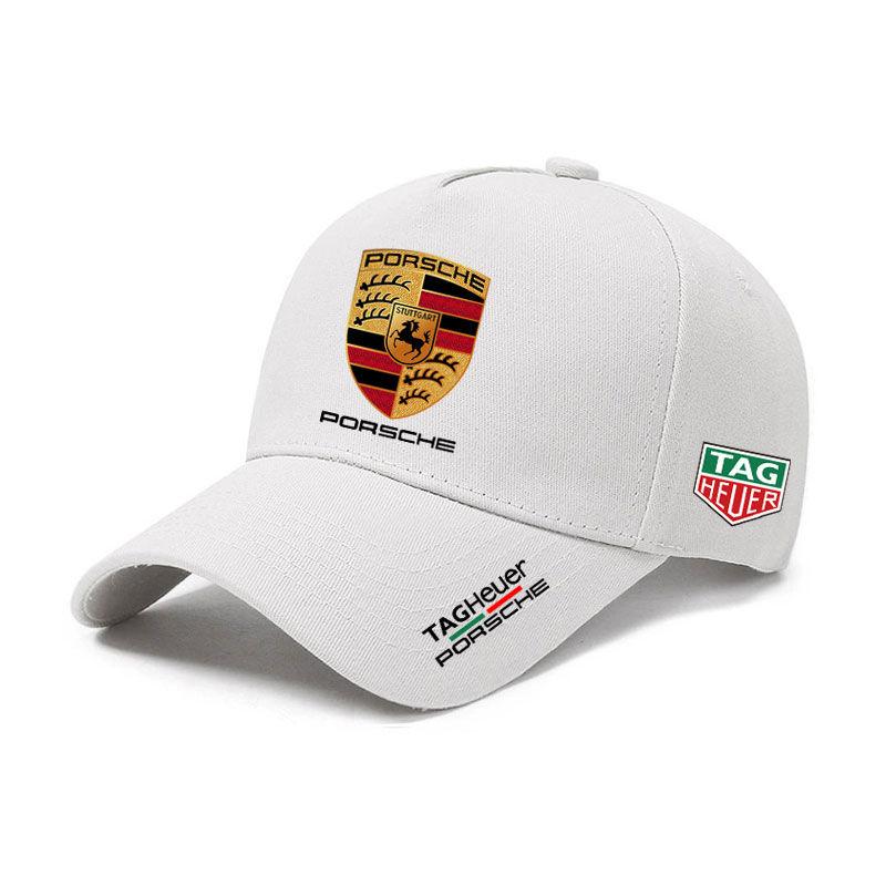 WIRP3 Für Porsche Logo 3D Hut Auto MOTO GP Racing F1 Auto Entenschnabelmütze Baseballkappe Hut Verstellbar Lässig Truckerhut Zubehör