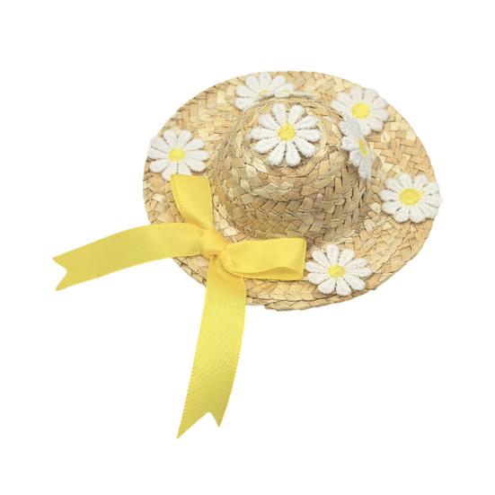 Mini-Strohhüte, Miniatur, handgewebter Strohhut, strickender Cowboyhut, Puppenhauszubehör für Puppen, Basteln, Porch Goose 12cm
