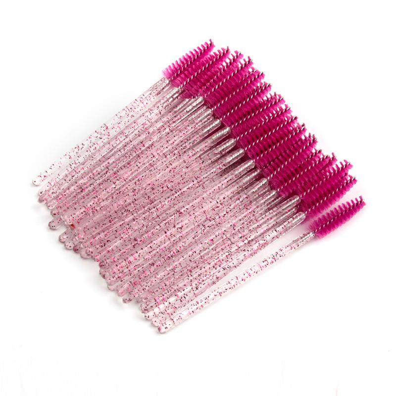 50 PCS Einweg Kristall Wimpern Pinsel Mascara Wands Applikator Diamant Wimpern Pinsel Falsche Wimpern Verlängerung Make-Up-Tools 50 PCS rose rot