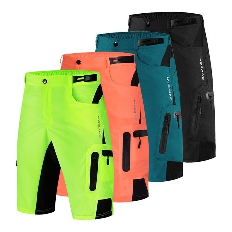 Fahrradshorts, reflektierend, für Herren, MTB-Shorts mit Gel-Pad, atmungsaktiv, für Outdoor-Sportarten, Mountainbike-Shorts, Fahrrad-Shorts M Without Gel Pad orange