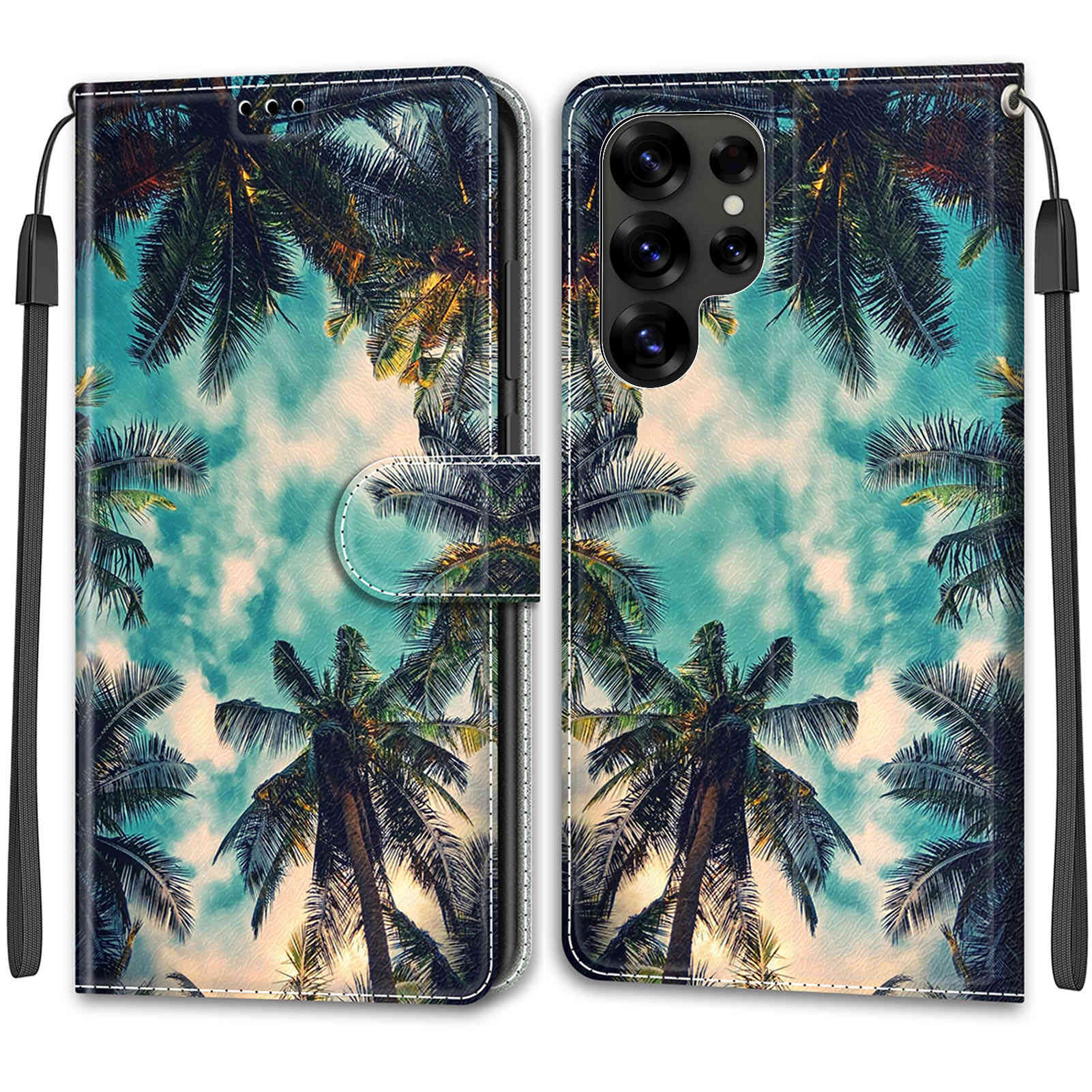 Luxuriöse, bemalte Ledertasche im Buchstil, Schutzhülle für Samsung Galaxy S25 S24 S23 S22 S21 S20 Plus Ultra/Samsung A36 A26 A16 A06 A55 A35 Samsung Galaxy XCover 7