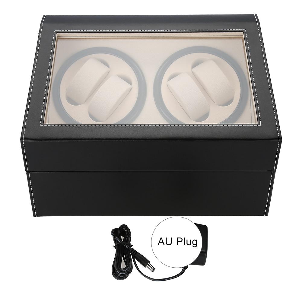 Automatischer Rotations-Uhrenbeweger für 4 Automatikuhren, 6 Armbanduhren, Aufbewahrungsdisplay schwarz