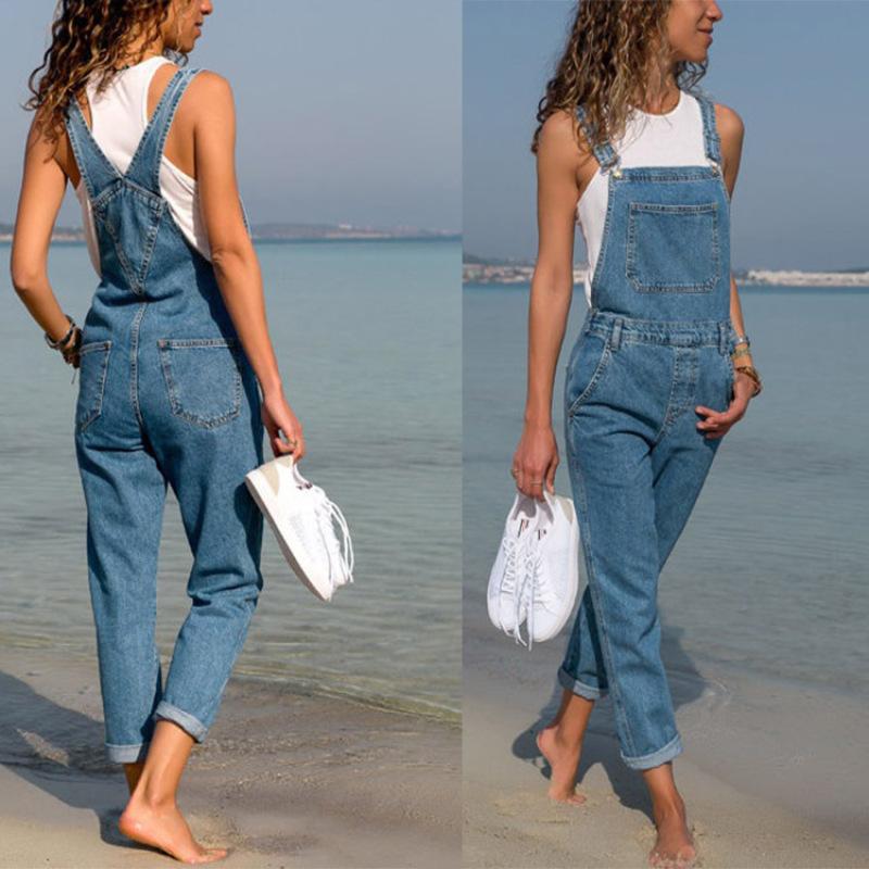 Damen Jeans Latzhose Locker Latzhose Jeans Kleidung Verkauf XXXL dunkelblaue
