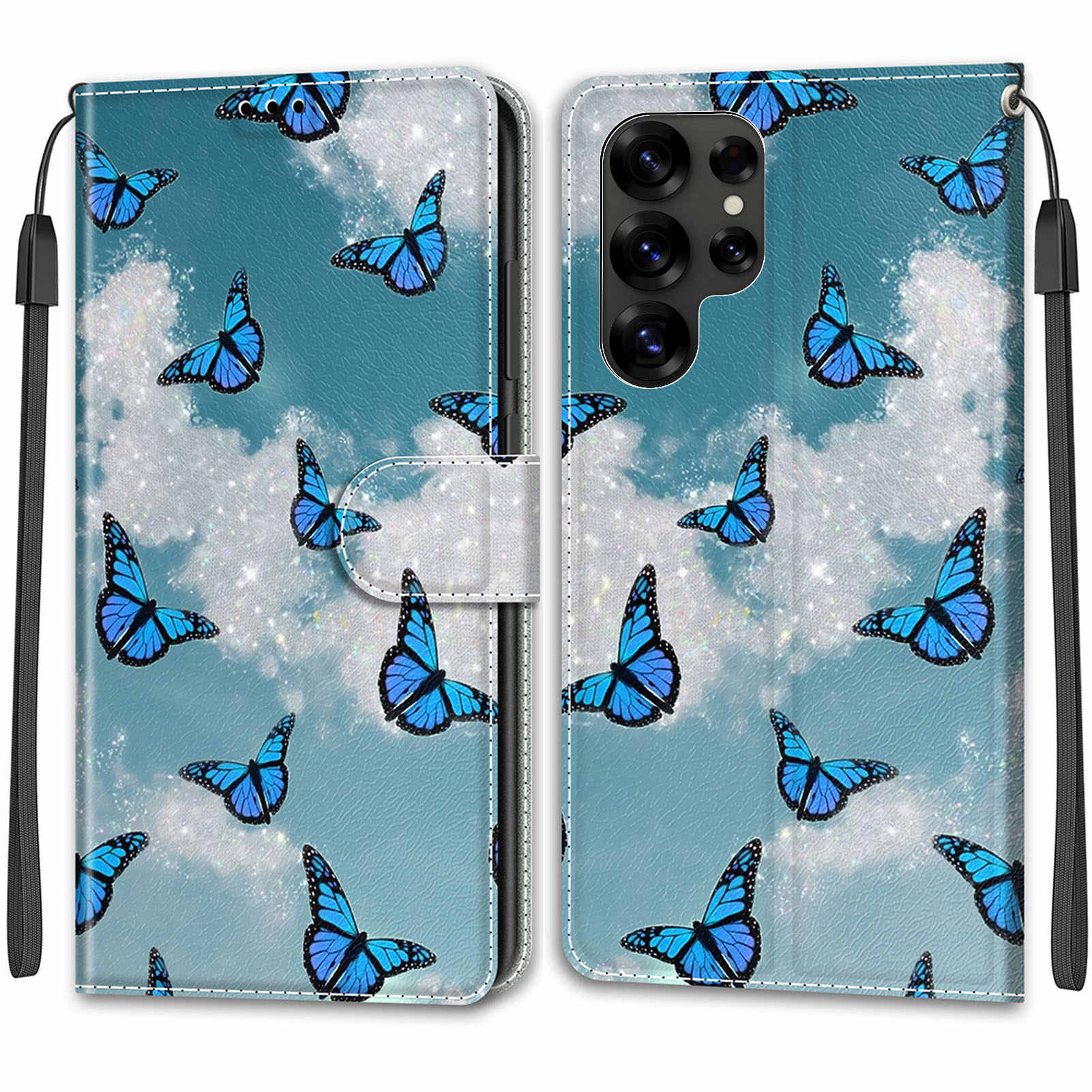 Luxuriöse, bemalte Ledertasche im Buchstil, Schutzhülle für Samsung Galaxy S25 S24 S23 S22 S21 S20 Plus Ultra/Samsung A36 A26 A16 A06 A55 A35 Samsung Galaxy S22 Plus