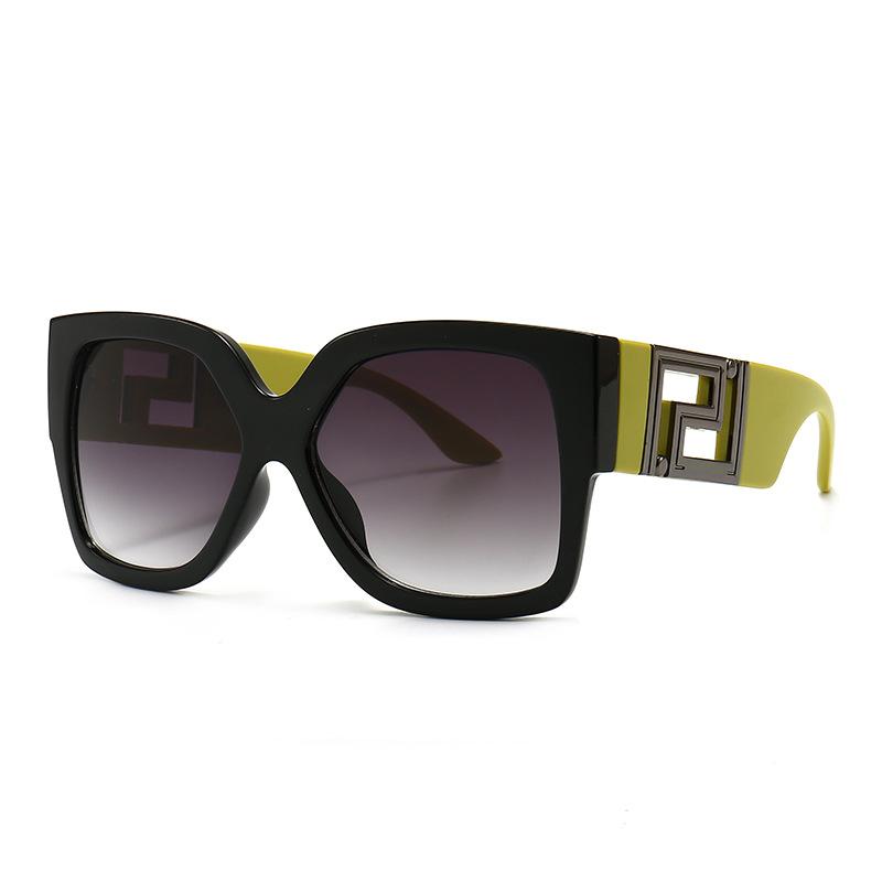 Quadratische Sonnenbrille mit dickem Rahmen für Damen, große Größe, Brillen, Lunette Femme, Luxusmarke, Sonnenbrille, ausgehöhlt, Vintage, nicht polarisierte Brille schwarz/grün