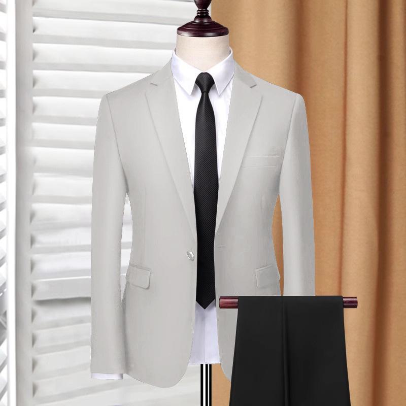 Luxuriöse Business-Anzüge für Herren im koreanischen Stil: Slim Fit-Jacken für den Beruf und die Freizeit 2XL licht grau