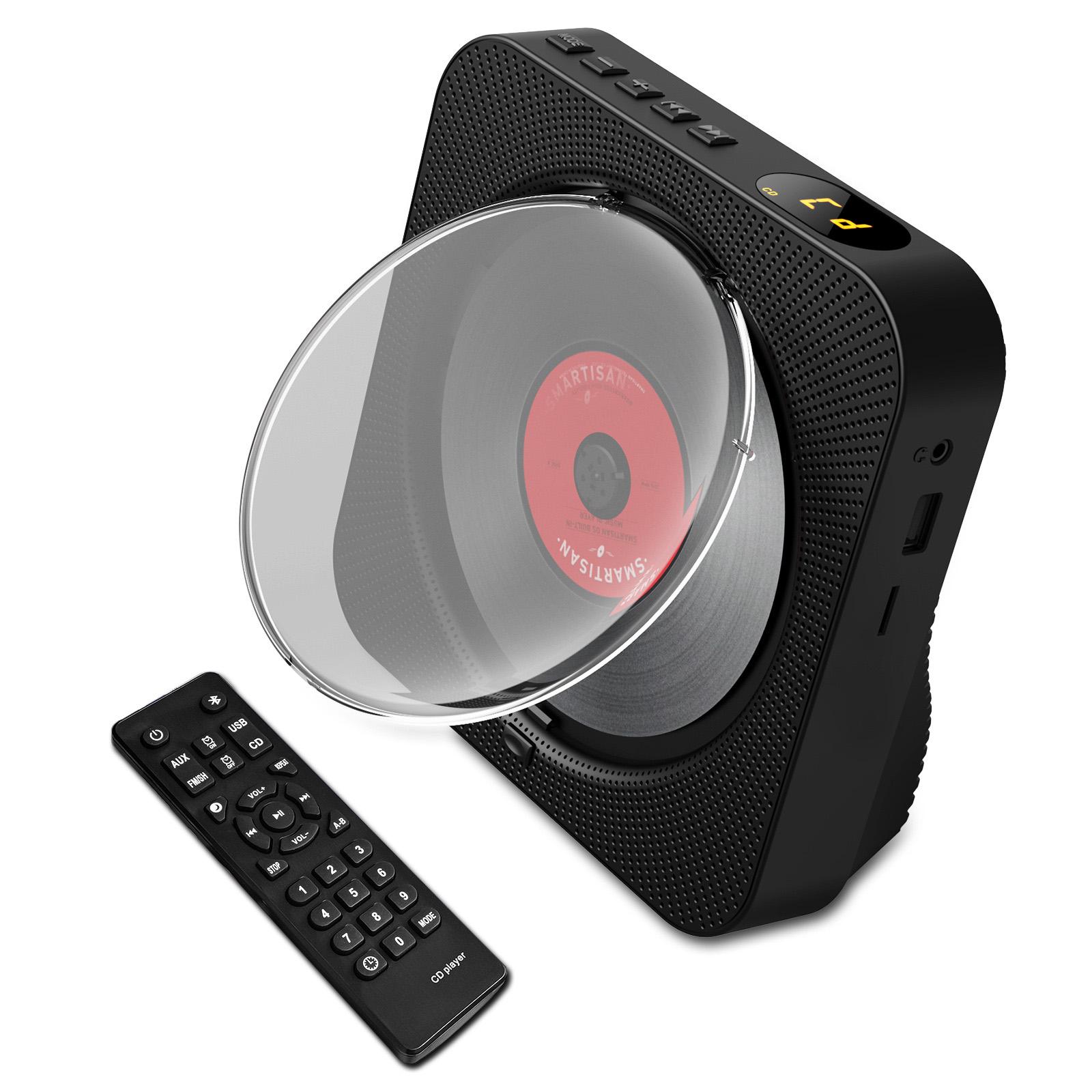 BT5.1 CD-Player, tragbarer Musik-Player, FM-Radio, Desktop-CD-Läufer mit staubdichter Abdeckung, LED-Anzeige, 6 EU Plug schwarz