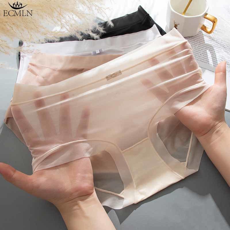 Sexy Unterwäsche für Damen, nahtlose Eisseide, unsichtbare Höschen, Damen-Bikini, leichte, freche Damen-Slips, Unterhosen M beige