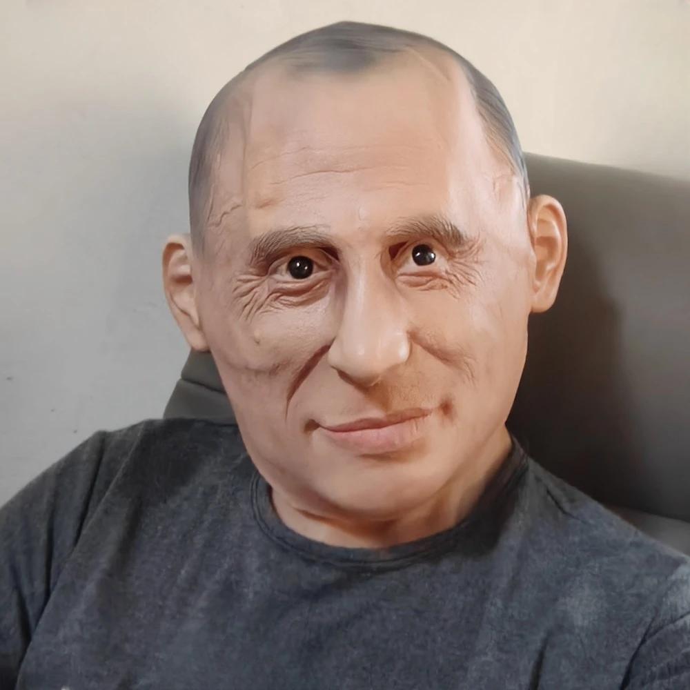 Realistische Männermaske, Cosplay Putin, männliche Latexmaske, Vollgesichtsmasken für Halloween-Party, Karneval, Kostüm, Kleid, Präsident Putin, Requisite weiß