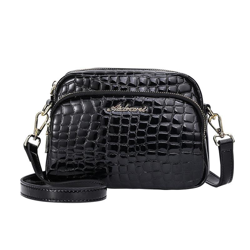 Edelsteinmuster Tasche Damen Tasche Neue Trendige und Modische Damen Tasche Echtes Leder Ein Schulter Crossbody Tasche Damen Tasche black