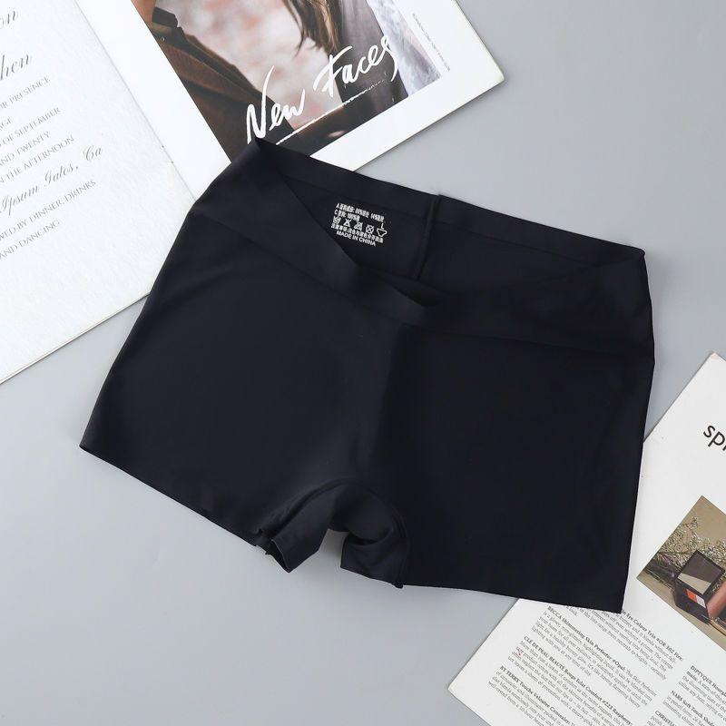 Damen Boxershorts Unterwäsche Nahtlose Höschen Einfarbige Boyshorts Mittlere Taille Höschen Unsichtbare Sicherheitshöschen Weibliche Unterhosen M(40-50KG) schwarz