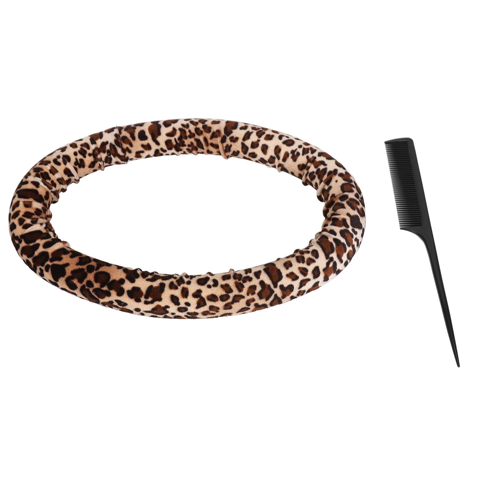 2 Stück Runde Hitzelose Lockenwickler Doppelverwendung Hitzelose Lockenstab Stirnband Runde Leopardenmuster Haarwickler