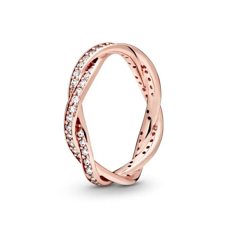 Modeschmuck 925 Sterling Silber Klassischer Ring aus Roségold Glänzender Kronen-Charm-Ring Exquisites Geburtstagsgeschenk für Damen 8 silber