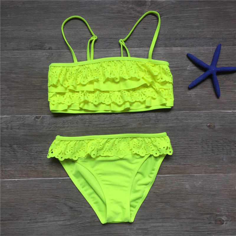 Kinder Bademode Falbala Mädchen Bademode Baby Kind Biquini Infantil Badeanzug Bikini Mädchen Badeanzug 14 years gelb
