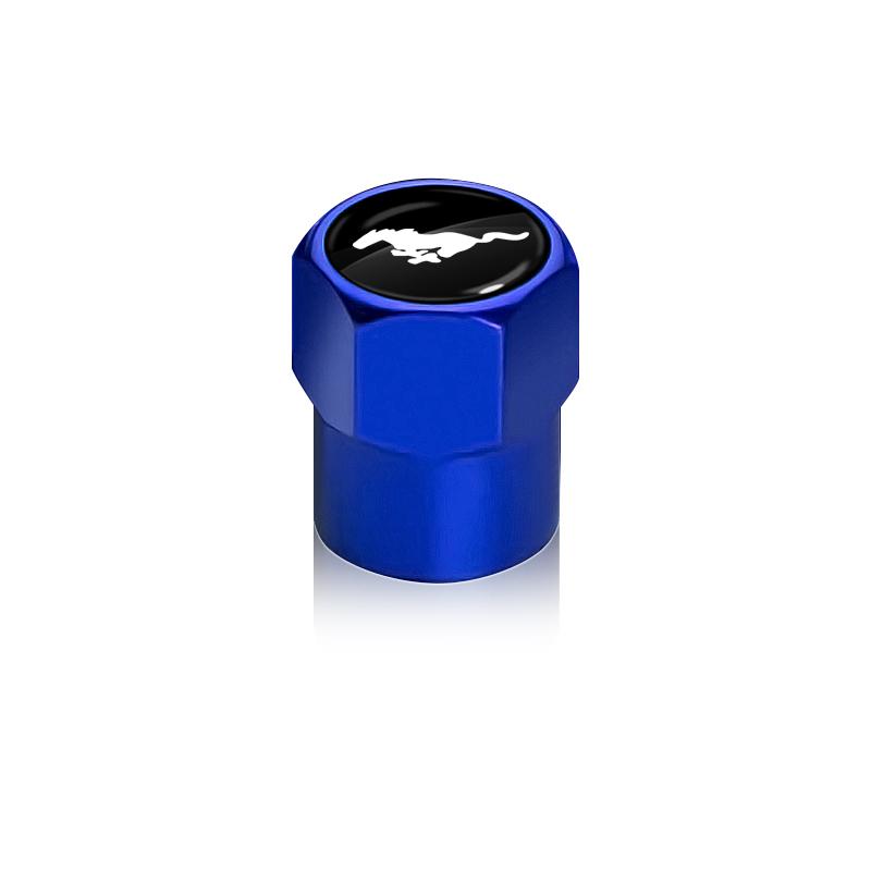 4 Stück Auto Ventilkappenkappen Abdeckung Wasserdicht Auto Styling Autozubehör Für Ford Mustang Spoiler Shelby GT 350 500 Cobra e Focus 2 3 MK3 Kuga Mustang blau